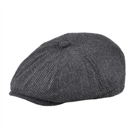 Berets Wool Tweed Sboy Cap Men Women Twill Beret Herringbone 8 Panel Flat Gatsby Hat 111Berets