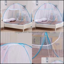 Mosquito Net Bedding Supplies Home Textiles Garden Travel Outdoor For Bed Installation Bottomed Folding Single Door Netting Twin Queen Kin