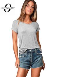 -Nice-Forever Summer Women Classy Plain Grey Fot Fut Casual Tees Tops BTYT016 L220628