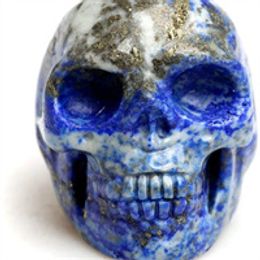 Natural Reki Deep Blue Sunset Sodalite Skull Healing Crystal Figurine Craft Skull Hand Made Sculpture Collectible Decor