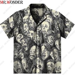 Mr.Wonder Novelty 3D Men's Horror Anime Manga Shirt Cool s Casual Button Down Beach Short Sleeve Hawaiian Tops 220330