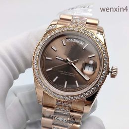 Classic women watch with stainless steel high precision automatic movement steel watchband waterproof watch 36 mm middle row with luminous nails