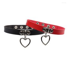 Chokers Multicolor Vintage Sexy Heart Pendant PU Leather Choker Necklace Women Punk Gothic Collar Statement Necklaces Jewelry Gifts Morr22