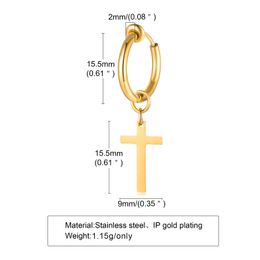 Cross Earrings Mens Huggie Hoop Earrings Mens Stainless Steel Conch Hoop Cross Earring Without Piercing