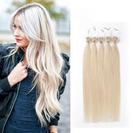 micro loop human hair extensions Canada - Peruvian Human Hair Blonde Straight Micro Ring Hair Extensions Micro Loop 100 stand 24 colors Available 16-26 Inch279z