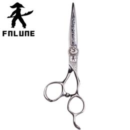 FnLune 6.0 6.8 inch Tungsten Steel Pattern Top Professional Hair Salon Scissors Cut Barber Accessories Haircut Shear 220317