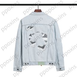 Fashion designer Men's Jacket High Quality and Correct Version Three-dimensional Hand-painted Arrow Overlapping Letter Washed Used Motorcycle Denim