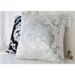 Freeshipping Silver Embroidery Customised Pillow Case Wedding Room Sofa Chair Bedding Hotel Decorative Cushion Cover Pillowslip 210401