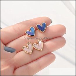 Stud Earrings Jewellery Small Blue Heart Geometric Alloy Ear Accessories For Women Girls Fashion Party Gift Brincos Drop Delivery 2021 617Uk
