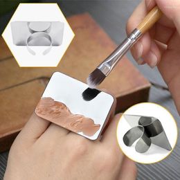 Makeup Brushes Nail Art Finger Ring Colour Palette Stainless Steel Paint Mixing Make Up Foundation Tool Trin22