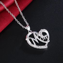 Pendant Necklaces 925 Stamp Heart Gift For Mom 18Inch Chain Necklace Fashion Jewellery Women Christmas