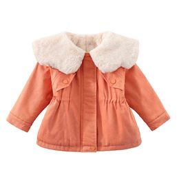 2021 Kids Children Girls Thick Coat Faux Fur Collar Wool Coat Princesses Kids Girl Autumn Winter Clothes For 1-6 Year Old J220718