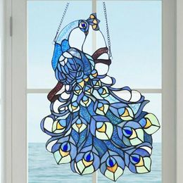 Decorative Objects & Figurines Mini Stained Glass Window Hangings Acrylic Wall Coloured Peacock Decor Room Accessories Scandinavian PendantDe