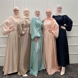 Vintage Dress Women Summer SplitDresses Long Sleeve Muslim Dubai Turkey Cardigan Robe Casual O-Neck Maxi Dresses