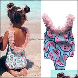 One-Pieces Swim Baby Kids Clothing Baby Maternity Children Watermelon Swimwear Girls One-Piece Swimsuit Dhgzp