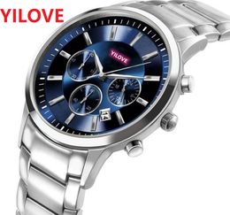 classic atmosphere full functional business switzerland watch 43mm annual explosions highend mens watches luxury black blue white dial calendar mens wristwatch