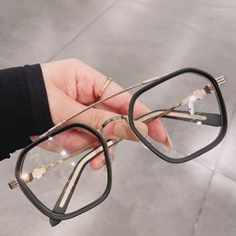Fashion Sunglasses Frames Vintage Double Bridge Anti-blue Light Eyeglasses For Women Brand Clear Lens Computer Myopia Glasses Frame Men Squa