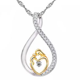 Chains Mosaic Necklace Gifts Day Silver Mother's Jewellery Zircon Necklaces & Pendants