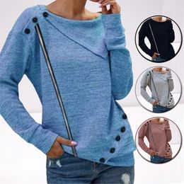 Autumn Vintage Button T-shirt Female Clothing Basic Fashion Solid Colour Tshirs Long Sleeve Loose Casual Harajuku Y2k Top Women 220402