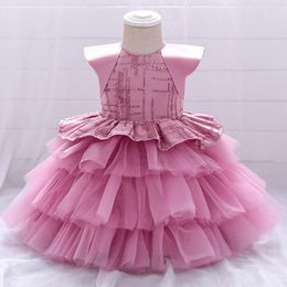 formals gowns UK - Girl's Dresses Formal Child Clothes 1st Birthday Dress For Baby Girl Baptism Lace Princess First Party Fluffy Tutu VestidosGirl's