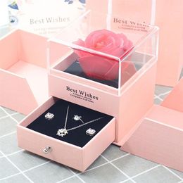 Gift Wrap Unfade Flower Rose Jewellery Box Necklace Strange For Mother Girlfriend Valentine'S DayGift