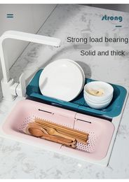 High Quality Retractable Sink Drain Rack Plastic Colander Strainer Sink Fruit Vegetable Washing Basket