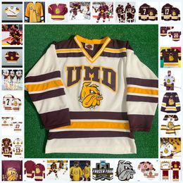 NCAA Custom UMD Minnesota Duluth Bulldogs Stitched Hockey Jersey 8 Mike Peluso 16 Mark Pavelich 27 Evan Oberg 42 Junior Lessard 51 Rick Mrozik 33 Jerome Mrazek Jerseys