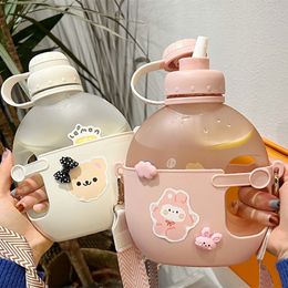 Water Bottles girls super large capacity 1200ml with straw high-value big belly kettle new high temperature anti-fall water bottle