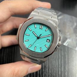 Factory Mens Automatic Movement 40 mm Watch light Blue Dial Limited Nautilus Classic 5711 Watches Transparent Back Wristwatches