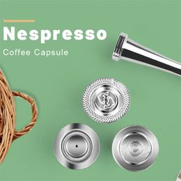 VIP 3 Vertion For Nespresso Coffee Capsule Reusable Espresso Crema Coffee Filters Pod Stainless Steel Coffee Cup Wholesale 210326