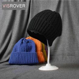 Visrover 20 Coloring 100% Acrylic Woman Winter Hat Solid Color Unisex Autumn Hats Warm Soft Bonnet Skullies Hats Wholesale J220722