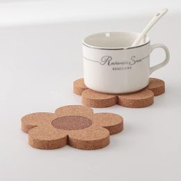 300Pcs Cork Coasters Drinks Reusable Coaster Natural Cork 4 inch Flower Shape Wood Coasters Cork Coasters For Desk Glass Table