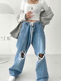 Weekeep Vintage Ripped Jeans Streetwear Cutout Straight Low Rise Baggy Mom Jeans Y2k Aesthetic HipHop Cargo Pants Basic Trousers 220815