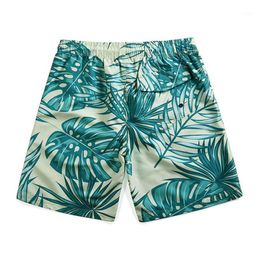 Summer Tropical Leaves Printed Beach Pants Fat 2022 Casual Home Large Size Cross-Border Quick-Drying Breathable Men's Shorts