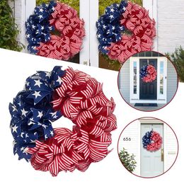 Decorative Flowers & Wreaths 40cm Wreath For Front Door Red White And Blue Artificial Garland America Independence Day Party Festival Farmho