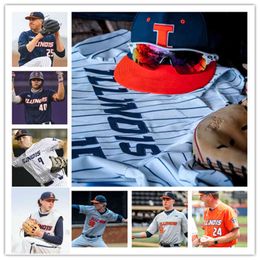 XflspCollege Custom Illinois Fighting Illini Stitched Baseball Jersey Jacob Campbell 2 Brody Harding 13 Cal Hejza 21 Danny Doligale 22 Xavier Watson