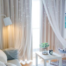 Curtain & Drapes Star Cutout Window Blackout Curtains For Kids Girls Bedroom Living Room Double Layer PanelCurtain