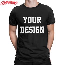 Customised Men's T-Shirt Your OWN Design Pure Cotton Tees Short Sleeve DIY Po or T Shirts O Neck Clothes Big Size 220607