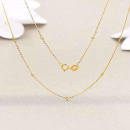 Chains Real 18K Gold Necklace Jewellery Fine Pendant Chain Pure AU750 Yellow Round Ball For Women Wedding Gift X500Chains