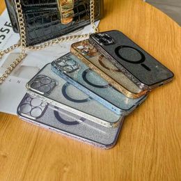 Electroplated Totemic Lace Bling Magnetic Soft TPU Phone Cases for iPhone 13 12 11 Pro Max XR XS X 7G 8 Plus Full Camera Lens Cover Magnet Back Case 2.0MM