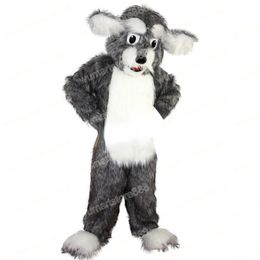 Halloween Long-haired Grey Dog Mascot Costume Cartoon Animal Theme Character Carnival Festival Fancy dress Adults Size Xmas Outdoor Party Outfit