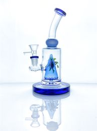 borosilicate blue eye glass hookah aerator fume pipe with blue ball and perc 14mm connector gb381