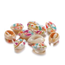 Fashion Painted Natural Sea Shells Conch Beads For Sandy Beach Jewellery Making DIY Necklace Bracelet Accessories 10pcs