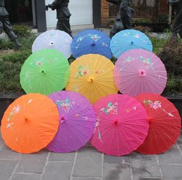 50pcs/lot Wedding Party Hand-painted Flowers Colourful silk Cloth Umbrellas parasol Chinese handicraft umbrella Wholesale SN4671