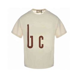 Men's T-Shirts high version correct printing letters split printing short sleeves can be solid