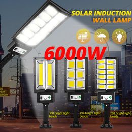 6000W Outdoor Solar Lamp Solar Street Lights 3 Light Mode Waterproof Motion Sensor Security Lighting for Garden Patio Path Yard