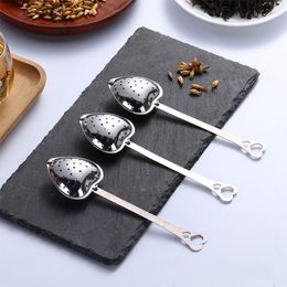 Philtre Long Grip Tools Stainless Steel Mesh Heart Shaped Tea Strainer with Handle Spoon Teas Infuser Spoon Coffee Milktea Drink BBA13505