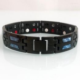 Blue Carbon Fibre Male Titanium Magnetic Bracelet Black Pure Tungsten Steel Armband For Men And Women's Bracelets Drop Link Chain