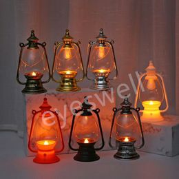 Party Supply LED Vintage Poney Lantern Battery Operated Flickering Flame Rustic Hanging Lanterns Indoor Outdoor Garden Decoration