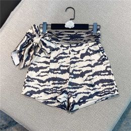 DEAT summer fashion women clothes high waist s leopard printed bow Zebra female shorts WR68300L 210709